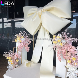 LEDA Outdoor Wedding Party Decor & Supplies Luxury <b>Large</b> White Smooth Trailing Ribbon <b>Bow</b> - Product Image 4