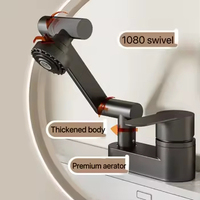 Robinet de lavabo en acier inoxydable avec noyau de valve en céramique, rotation à 360°, monotrou, 1 poignée, aérateur, gris anthracite, pour chambre à coucher