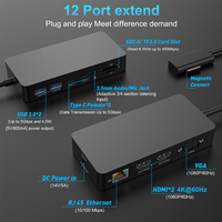 Double mini hub d'affichage Gigabit Ethernet Alimentation 96W Station d'accueil de surface Pro X/7/6/3 Pro 2017 Ordinateur portable 4/3/2 Ordinateur portable