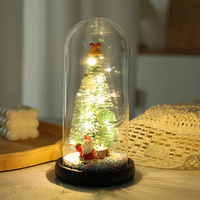 Dôme en verre lumineux pour arbre de Noël avec LED – Ornement de bureau, cadeau de Noël, de la Saint-Valentin et de la fête des enfants, petite décoration d'intérieur