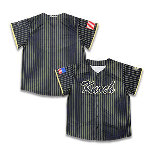 Maillot de baseball de haute qualité à rayures personnalisées avec logo en sergé brodé - Product Image 2