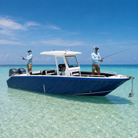 Nouveau Bateau de Pêche Robuste de 28 pieds avec Console Centrale, en Aluminium 5083, Moteur Double 200 CV, Bac à Vivre, Porte-Cannes, pour Pêche Sportive en Haute Mer