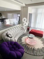 Pouf Ottoman Modulable de Luxe Personnalisable Bleu Rouge pour Hôtel, Chaise Rond en Forme de Citrouille, Poufs pour Salon, Ensemble de Canapés