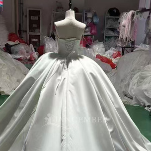 Wx117 Luxury Ivory Bridal Big Ball Gown Sweetheart Soft Satin <b>Wedding</b> Dresses Long Cathedral Train For Women Jancember - Product Image 2