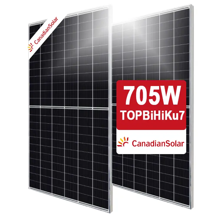 Panel solar canadiense TopBiHiKu7 Topcon bifacial tipo N 675-705W 675W 680W 685W 690W 695W 700W 705W Nivel 1 Solar canadiense