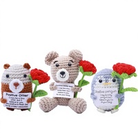 Bouquet de fleurs en crochet fait main sur le thème des animaux, roses d'accompagnement émotionnel, poupées décoratives, jouets pour cadeaux de Saint-Valentin en gros