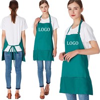 Tablier à bavette réglable à 3 poches de rangement pour fond propre de cuisine avec logo personnalisé d'usine