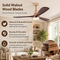 Ventilateur de plafond moderne en bois massif, durable, avec moteur DC et télécommande, avec lumière intégrée – Offre spéciale fabricant