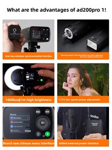 Flash portable Godox Shenniu AD200proII 200W TTL à synchronisation haute vitesse, double lampe, avec batterie au lithium pour portrait et mariage - Product Image 4