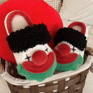 Nouveau Couple d'hiver amusant Clown en peluche pour pantoufles hommes femmes polaire chaud doux plate-forme maison chaussures avec semelle extérieure EVA - Product Image 6