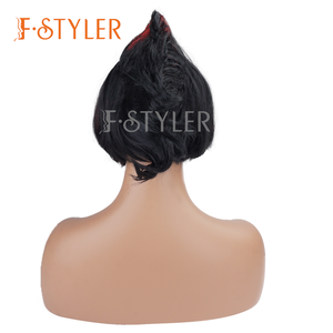 FSTYLER negro corto peluca Cosplay peluca sintética <span class=keywords><strong>para</strong></span> adultos mujeres <span class=keywords><strong>hombres</strong></span> Unisex Cosplay fiesta <span class=keywords><strong>carnaval</strong></span> fábrica <span class=keywords><strong>pelucas</strong></span> al por mayor - Product Image 3