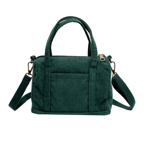 Prezzo ragionevole Versatile stile Casual Mini Tote Bag in velluto a coste ecologico tinta unita con cerniera - Product Image 5