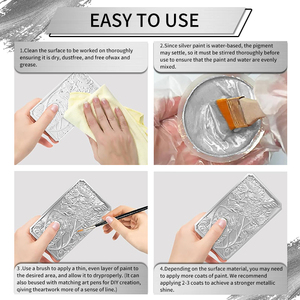 Pintura Líquida Acrílica Metálica Plateada <span class=keywords><strong>con</strong></span> Purpurina para Lona, Madera, <span class=keywords><strong>Tela</strong></span>, Cerámica, Piedra y Manualidades - Product Image 5