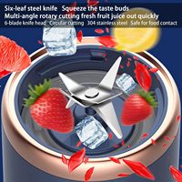 2024 Nieuwe Draagbare Sapcentrifuge 400ml Mini Sapcentrifuge Elektrisch 6 Bladen Oplaadbare Draagbare Blender voor de Keuken