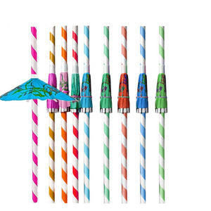 Paper Straw With Colorful Umbrella Decorations Mixed Colors 20cm For Party Birthday Events - Product Image 1
