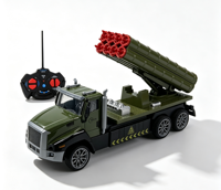 Camion lance-roquettes militaire 4CH semi-alliage multi-tubes avec éclairage LED, véhicule de combat de simulation, jouet