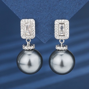 Fashion Eco-friendly Copper 16-14mm Grey <b>Pearl</b> Tassel Design High-end Necklace and Earrings <b>Set</b> Grey <b>Pearl</b> Jewelry <b>Set</b> - Product Image 5