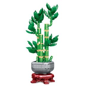 Jouet de construction éducatif en gros, style DIY, compatible avec les blocs en plastique ABS, ornement, panier à fleurs, particules éternelles, plante en pot - Product Image 1