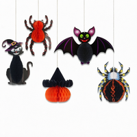 NOUVELLE ARRIVÉE Décoration en papier nid d'abeille pour Halloween, pendentif artisanal, sorcière, citrouille, ornement d'ambiance extérieur pour vitrine, convient à tous les âges