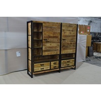 Armoire à tiroirs vintage en bois de manguier massif, extensible, design industriel moderne, grande capacité de rangement, chambre à coucher, salon, bureau