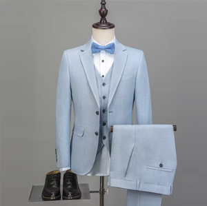 NA45 Nuevos trajes casuales <span class=keywords><strong>para</strong></span> hombres Slim Fit Trajes de lino sólido Hombres Trajes <span class=keywords><strong>para</strong></span> hombres de alta calidad con pantalones y chalecos Tallas grandes Hecho a medida - Product Image 1