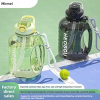 Botella de Agua Deportiva de Tritán Duradera de 1800/2600 ml, Libre de BPA, Resistente a Impactos, a Prueba de Fugas, con Tapa de Resorte y Pajita, para Mujeres y Niñas