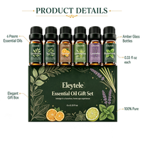 Kit cadeau d'huiles essentielles naturelles 6 en 1, huile d'extrait de plantes pures pour diffuseur, massage, spa à domicile et fabrication de bougies et de savons