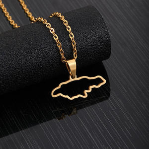 Collar <span class=keywords><strong>de</strong></span> <span class=keywords><strong>mapa</strong></span> <span class=keywords><strong>de</strong></span> acero inoxidable <span class=keywords><strong>de</strong></span> Hip Hop para mujer PAÍSES <span class=keywords><strong>DE</strong></span> Jamaica chapados en oro para boda o fiesta - Product Image 3
