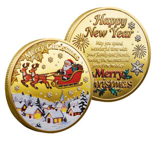 เหรียญที่ระลึกคริสต์มาสลายซานตาคลอส ดีไซน์ใหม่ ปี 2025 งานโลหะแกะสลัก ของที่ระลึกงานเทศกาล ชุบทอง - Product Image 5
