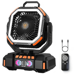 40000mAh Electric Portable Camping Fan <b>LED</b> <b>Lantern</b> Button Control <b>Rechargeable</b> Battery for Outdoor Car Use-Oscillating Low Noise - Product Image 1