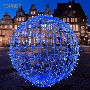 Sphère 3D de Noël pour l'extérieur Boule éclairée en PVC RVB/Blanc/Rouge LED à changement de couleur avec cadre en métal - Product Image 4