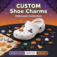 Breloques de chaussures en PVC personnalisées pour Halloween, décorations effrayantes de citrouille, fantôme et chauve-souris pour sabots, fournitures pour fêtes de la Toussaint