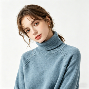 Maglione da <span class=keywords><strong>Donna</strong></span> in <span class=keywords><strong>Cotone</strong></span> a Collo Alto in Stile Semplice Europeo e Americano, Pullover Lavorato a Maglia Personalizzato - Product Image 2
