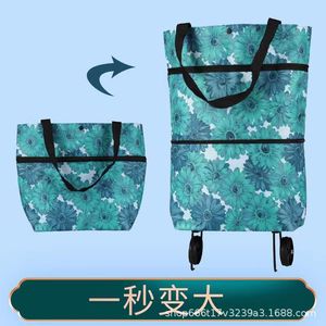 Caddie de courses pliable, chariot de courses portable, sac à roulettes télescopique double usage, sac de courses imperméable - Product Image 2