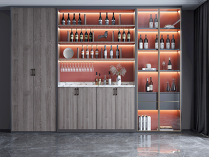 Armoires à vin en bois sur mesure haut de gamme JINGSHUN pour un usage domestique avec services de conception gratuits, meubles en bois massif durables, usine - Product Image 1