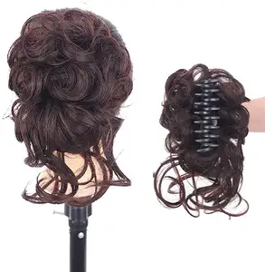 Pelo sintético en garra, moño desordenado, Scrunchies, moño de pelo rizado Natural colorido para mujeres, extensiones de cola de caballo