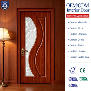 Puerta Interior <span class=keywords><strong>de</strong></span> Madera para Dormitorio, Resistente al Viento, con Vidrio, Estilo Asiático, Acabado en <span class=keywords><strong>Formica</strong></span> MDF - Product Image 1