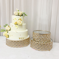 Décoration de table de dessert de mariage, support rond pour gâteau de dessert, support créatif en fer doré et en verre pour gâteau de mariage