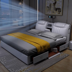 Ensemble de chambre à coucher moderne, lit en bois, fonction de massage et de rangement inclinable, meubles pour la maison, <span class=keywords><strong>villa</strong></span>, école, hôtel, hôpital - Product Image 4
