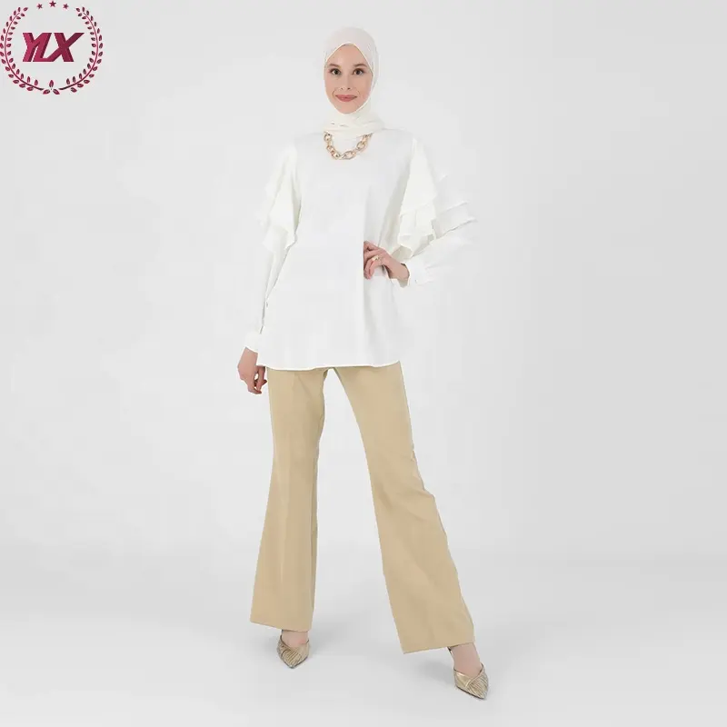मुस्लिम पारंपरिक कपड़े pleated अंगरखा में सबसे ऊपर महिलाओं के फैशन मलेशिया कपड़े और सामान जातीय Abaya महिला ब्लाउज Muslimah
