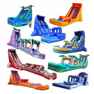 kids land 18ft long big cheap aqua tunnel used adult inflatable water slides with pool aufblasbare Rutsche wholesale 50ft 30ft