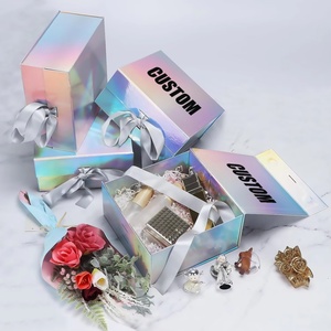 Custom Design Luxury Holographic Paper Magnet Flap Clothing Paper Box Foldable <b>Magnetic</b> <b>Gift</b> <b>Boxes</b> With Ribbon - Product Image 5