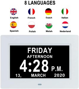 12 Đồng Hồ Nhắc Nhở Tự Động Làm Mờ Quá Nhiều Ngày Ngày Đồng Hồ Ngày Mất Trí Nhớ Đồng Hồ Lịch Ngày Kỹ Thuật Số 7 Inch Cho Người Cao Tuổi - Product Image 3