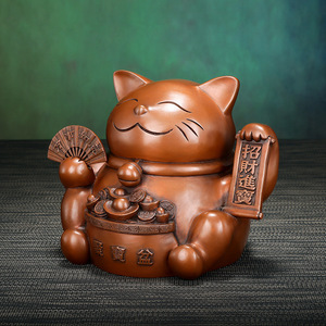 Copper Cat Figurine Feng Shui <b>Desk</b> Decor Office Home Gift Chinese New Year Single Piece - Product Image 2