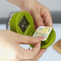 Mini Knoflookhakker en -pers met opvangbak, handmatige knoflookmolen, -knijper, -snijder, -hakselaar, handmatige knoflooksnijder, -dicer, -gereedschap