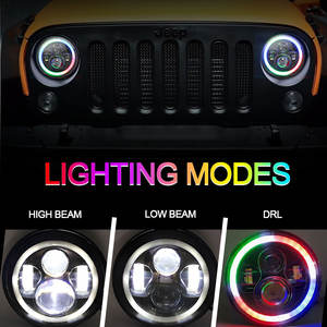 Phare LED personnalisé de 7 pouces 75W 12V avec œil d'ange RVB coloré, feux de jour DRL pour moto, 12000LM, ajustement universel - Product Image 5