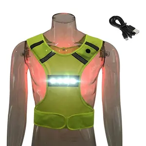 Hot Sale Wholesale Custom Logo USB Rechargeable LED Reflective Safety Vest High Visibility Safety Reflective Running Gear Vest