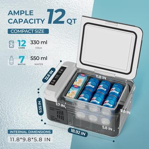 Refrigerador Euhomey de 12 Voltios, Enfriador con Compresor de 12 Cuartos de Galón, Control por Aplicación, Nevera para Auto de 12/24 V CC, 120/240 V CA, Portátil, Gris - Product Image 3