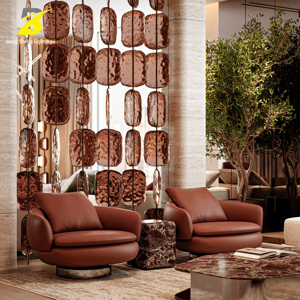 Luminaire décoratif artistique en métal en forme de disque, grand éclairage suspendu pour séparation d'espace, idéal pour villa à <span class=keywords><strong>plafond</strong></span> haut, espace commercial - Product Image 3