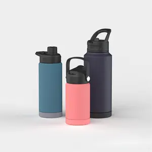 Belle couleur personnalisée logo portable école en acier inoxydable 304 fiole à vide bouteille d'eau enduite de poudre isolée pour le sport